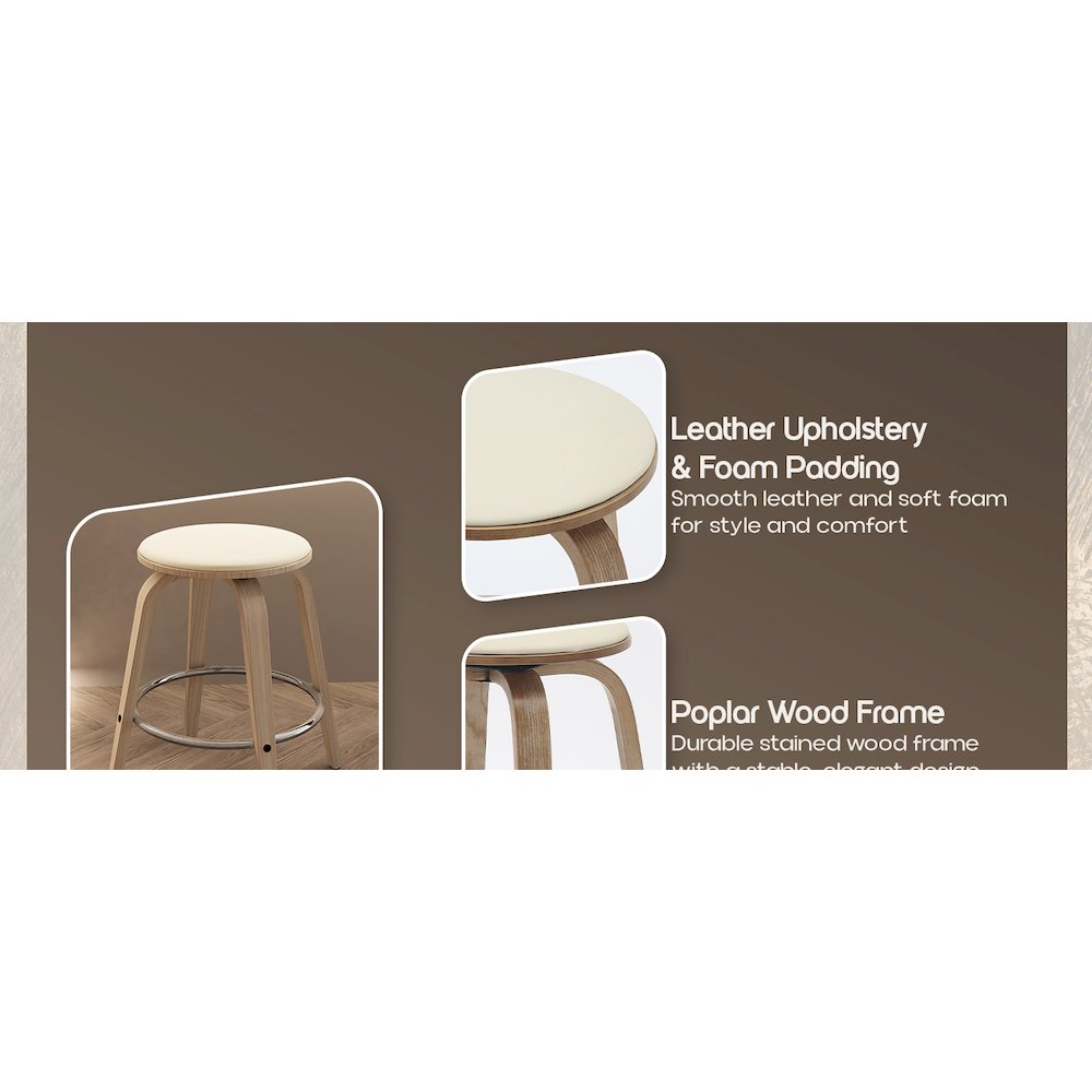 Wooden Counter Stool Pelya Collection Modern Style Washed Walnut color in Taupe. Picture 25