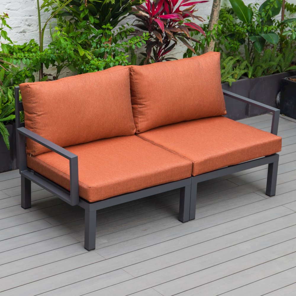 Hamilton Aluminum Patio Armchairs With Cushions Set of 2 in Orange. Picture 10