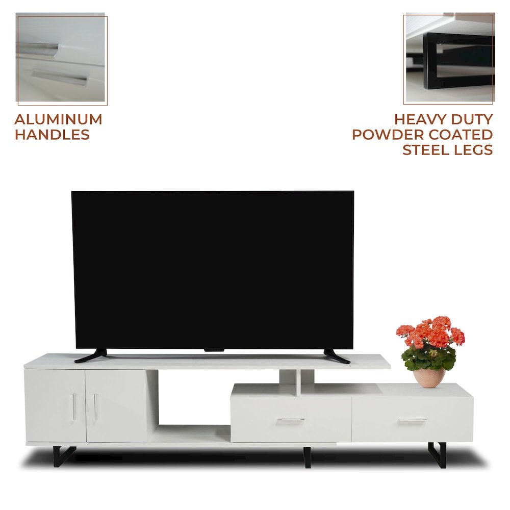Avery Mid-Century Modern TV Stand with MDF Cabinet and Powder Coated Steel Legs. Picture 28