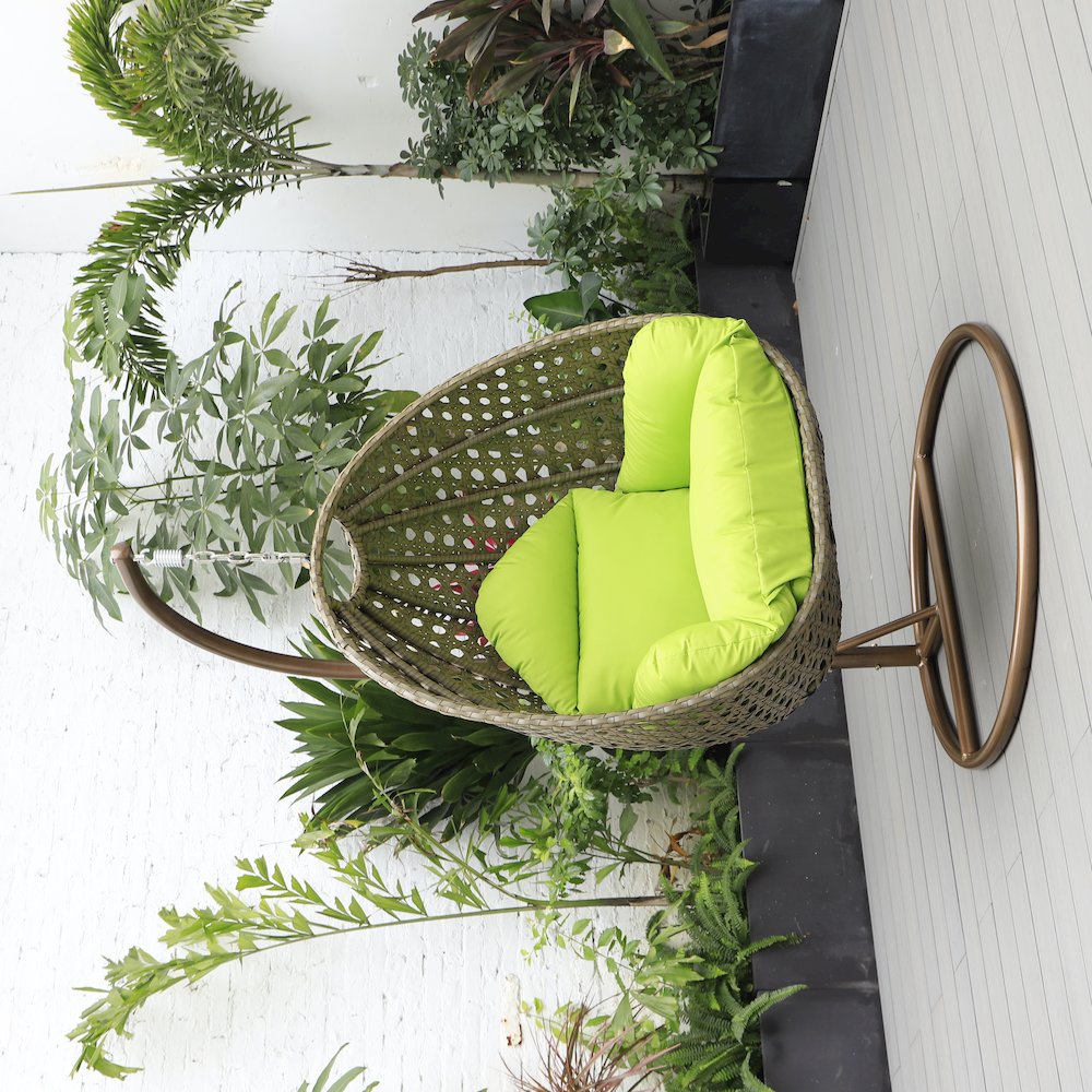 Beige Wicker Hanging Egg Swing Chair. Picture 8