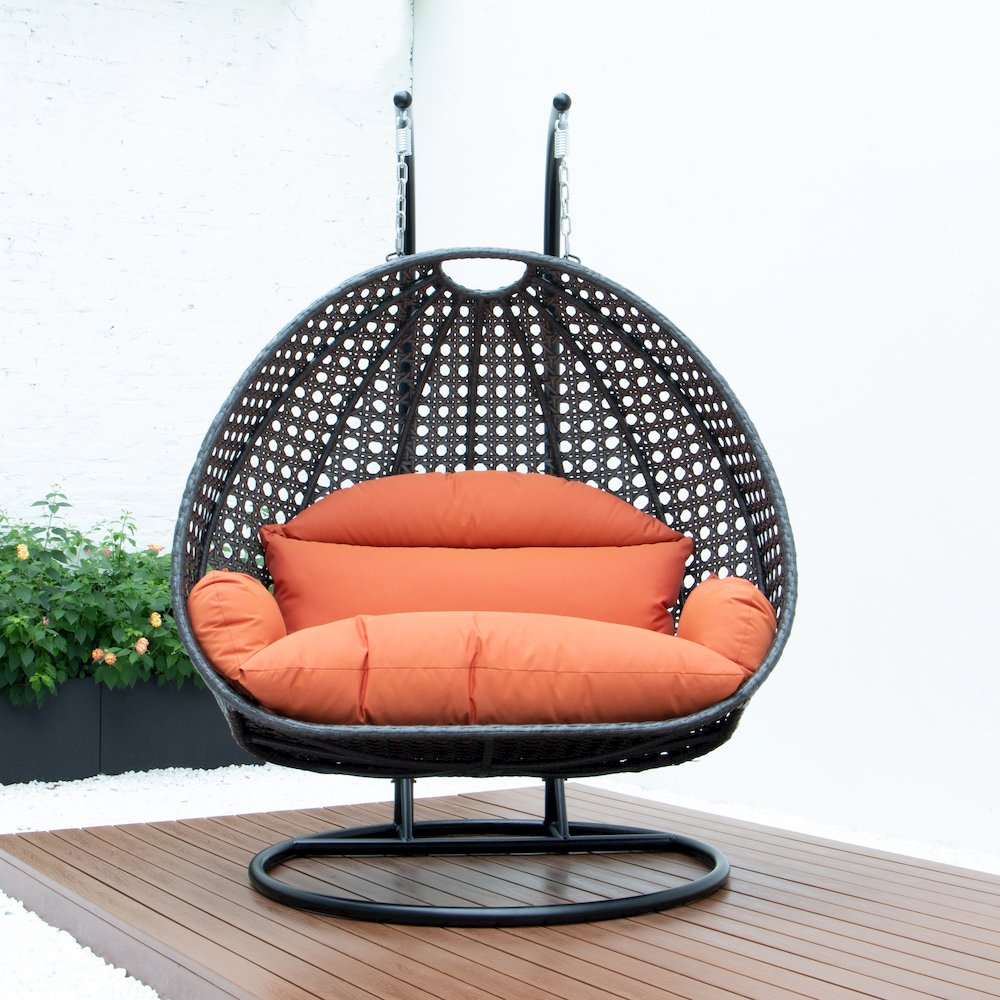 Charcoal Wicker Hanging 2 person Egg Swing Chair. Picture 4