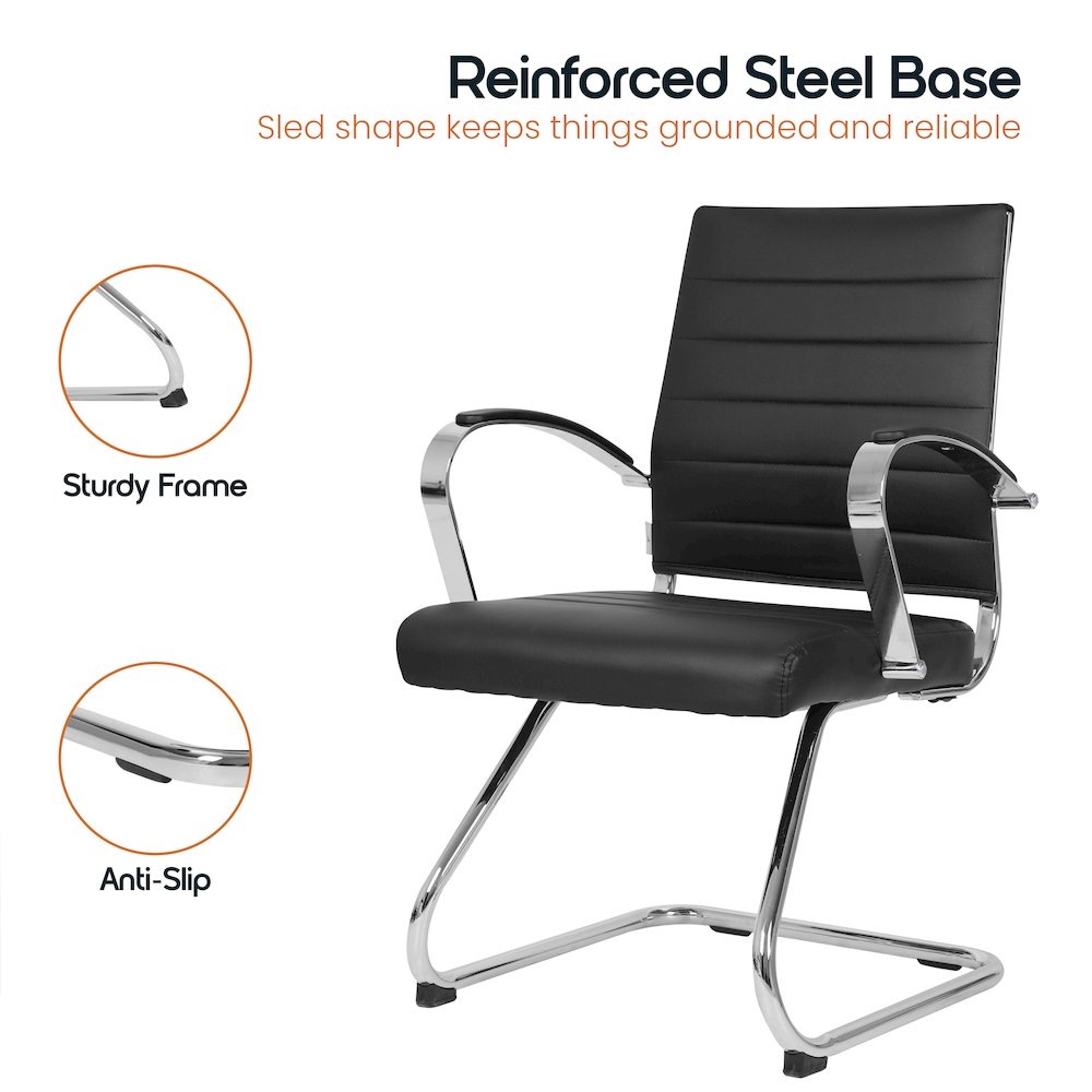 Benmar Home Leather Guest Office Chair in Black. Picture 17