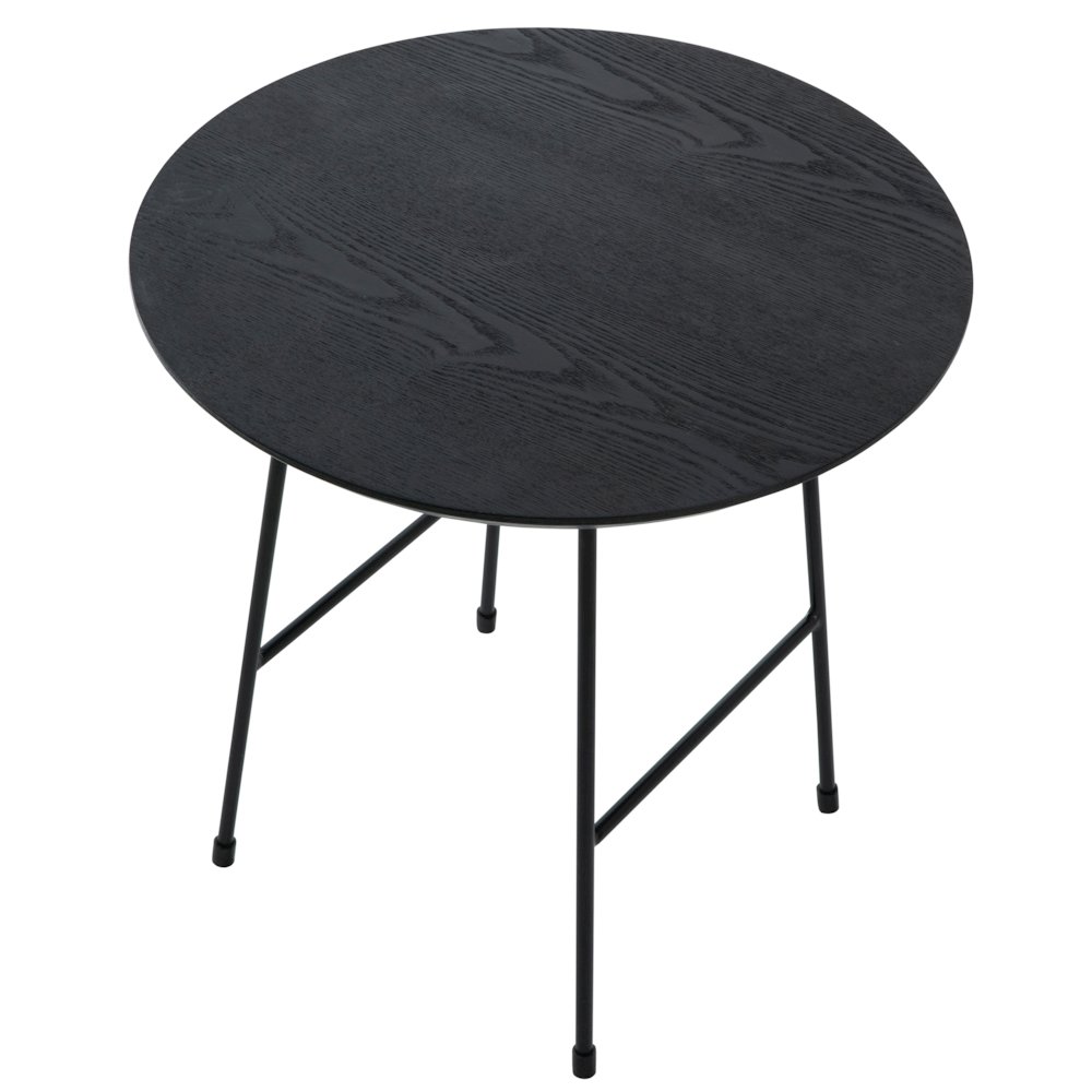 Rossmore Mid Century Modern Round Side Table With Black Steel Frame. Picture 23