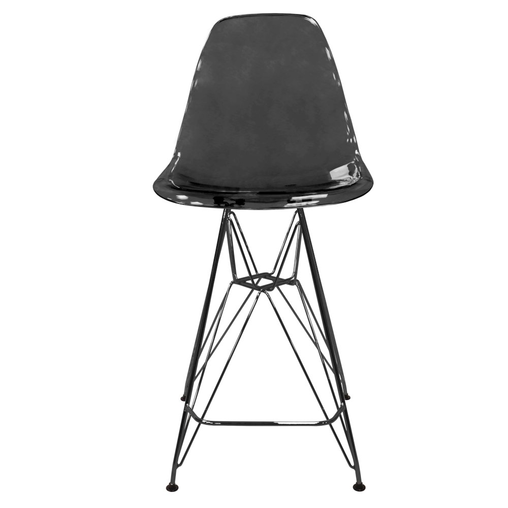Modern Acrylic Bar stool Cresco Collection Black Base with Trans Black seat. Picture 6