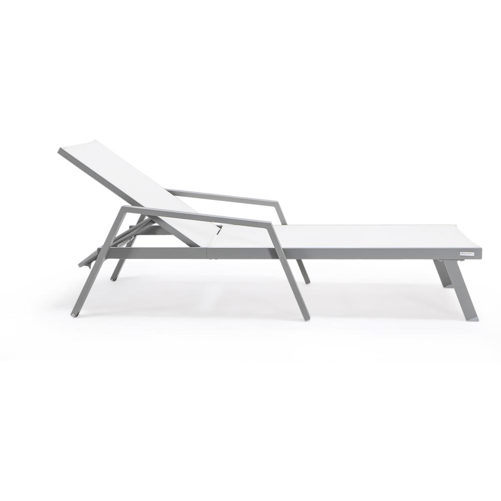 Grey Aluminum Outdoor Patio Chaise Lounge Chair With Arms. Picture 14