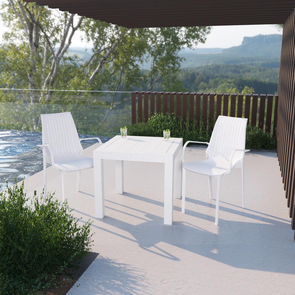 Kent Outdoor Patio Plastic Dining Arm Chair, Set of 2. Picture 9