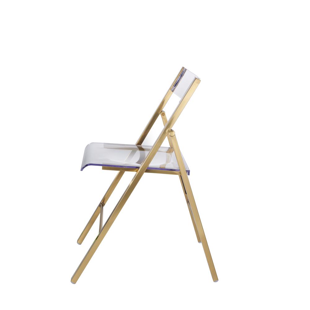 Folding Chair in Brushed Gold Finish with Stainless Steel Frame for Kitchen (set of 2). Picture 3