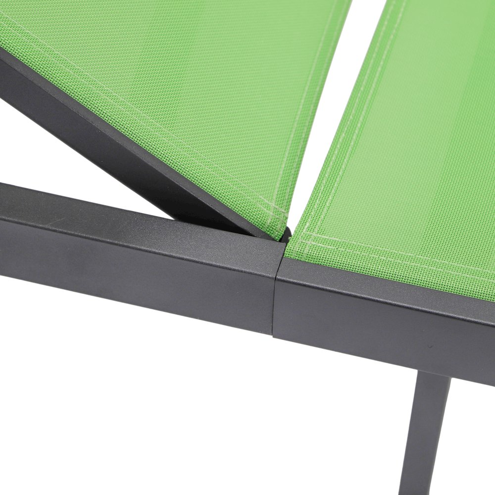 Marlin Patio Chaise Lounge Chair With Black Aluminum Frame, Set of 2 in Green. Picture 11