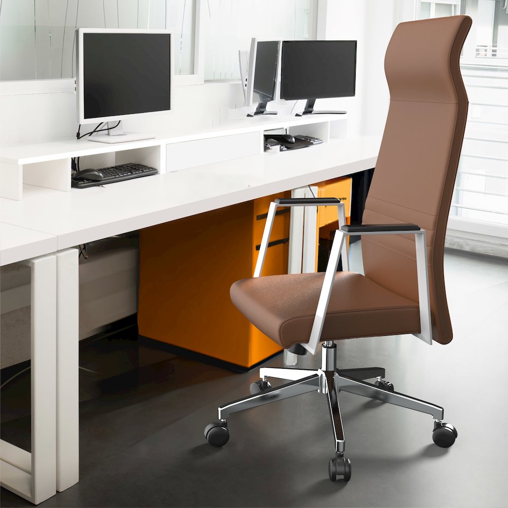 Aleen High-Back Office Chair in Dark Brown. Picture 19
