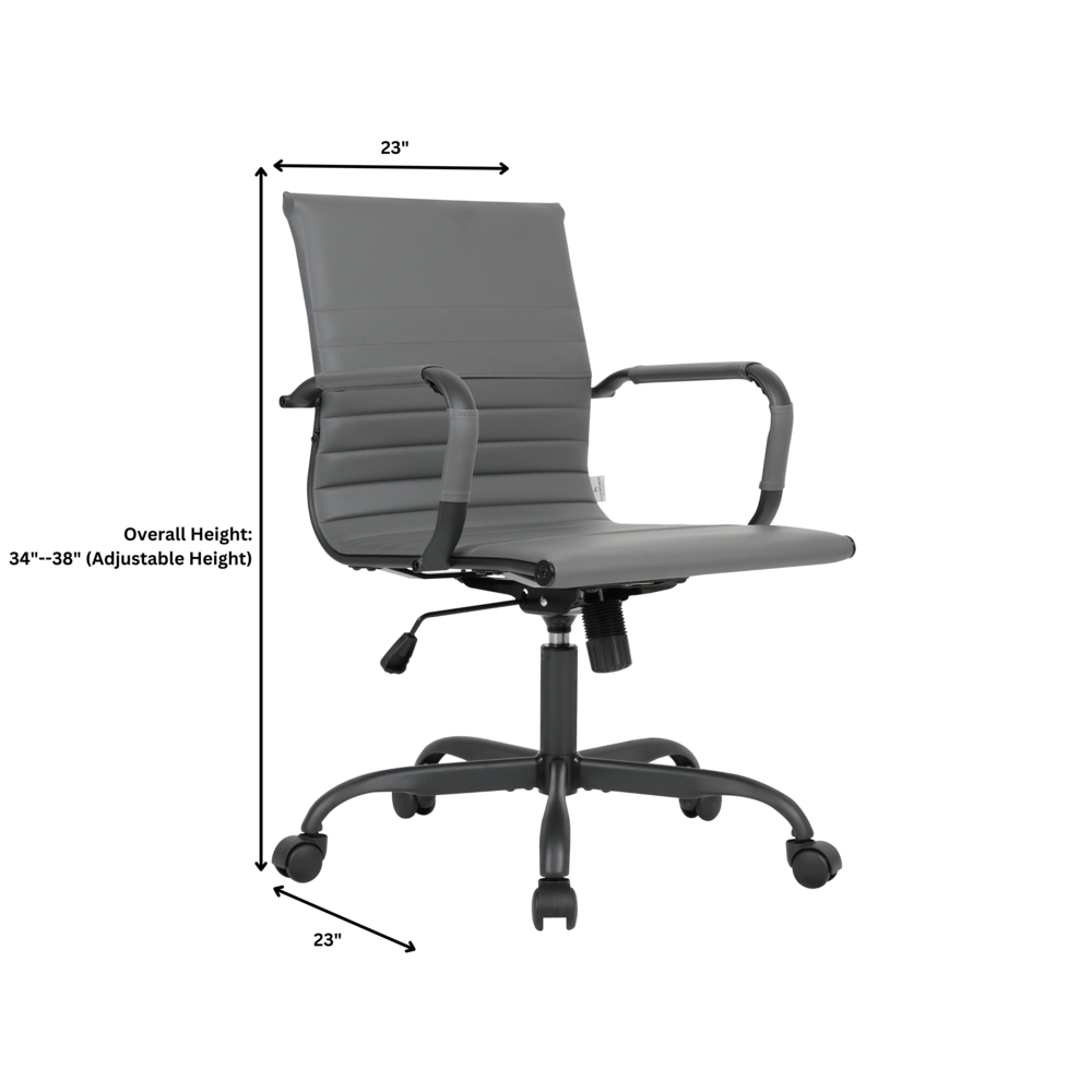 Leather Home Office Chair in Grey With Black Frame. Picture 6