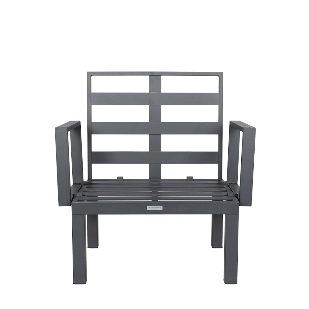 Chelsea 7-Piece Patio Sectional And Fire Pit Table Black Aluminum With Cushions. Picture 6