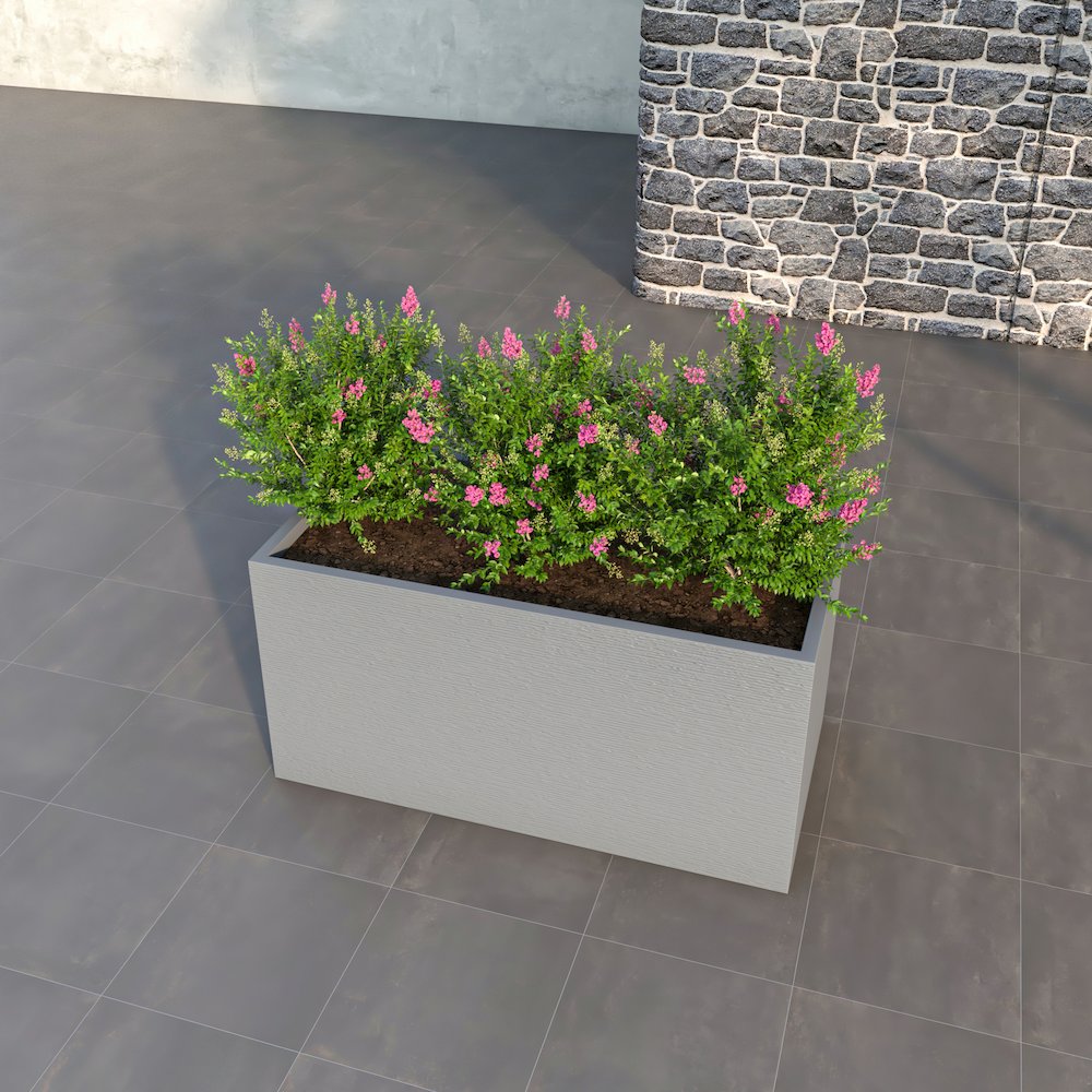 Flora Series Rectangle Poly Stone Planter in Grey 23.6 x 23.6, 47.2 Long. Picture 12