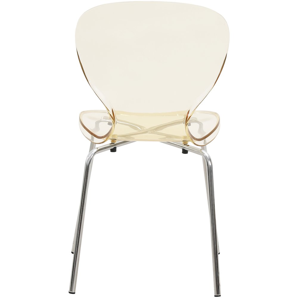 Modern Oyster Side Chair in Transparent Orange with Chromed Base. Picture 16