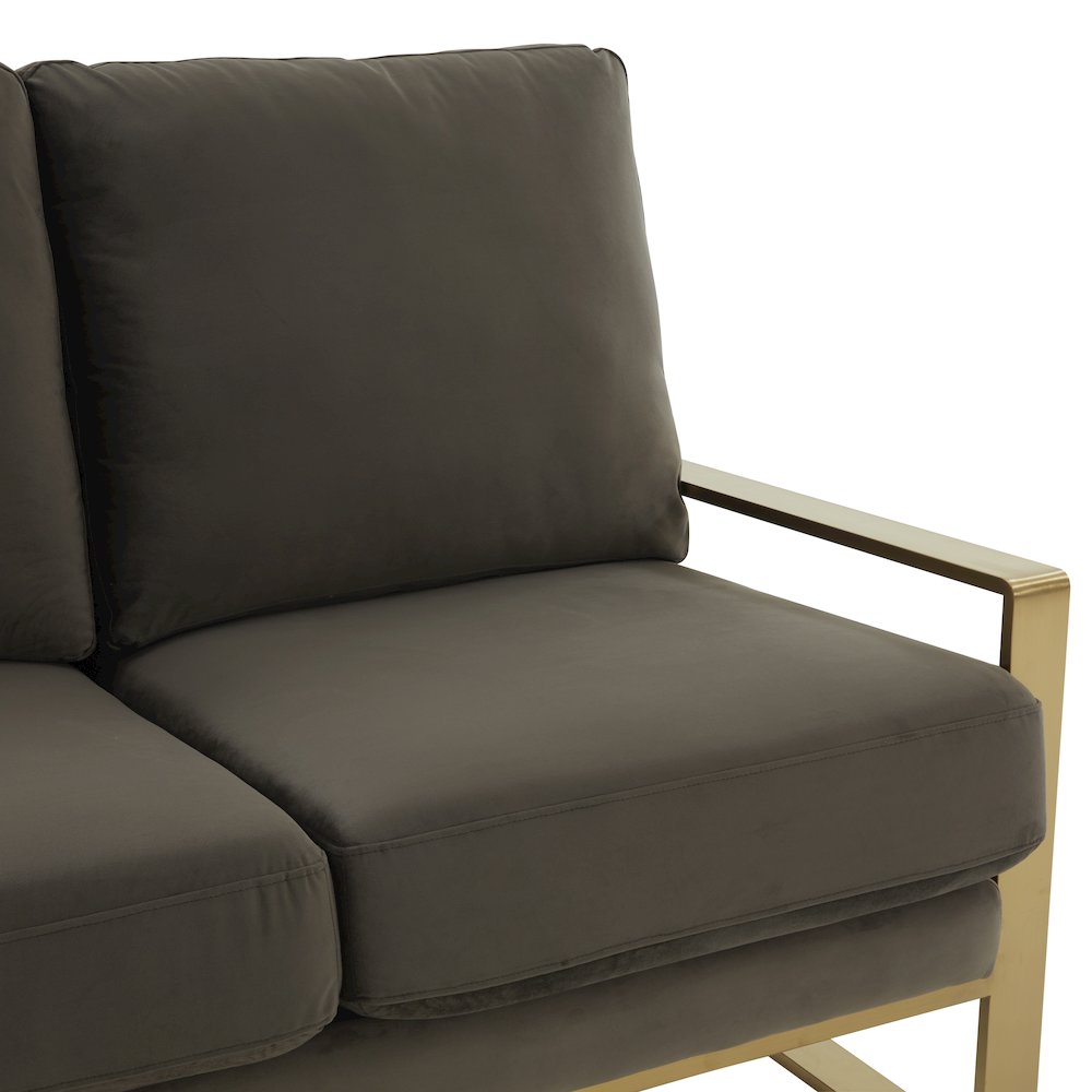 Jefferson Contemporary Modern Velvet Loveseat With Gold Frame. Picture 6
