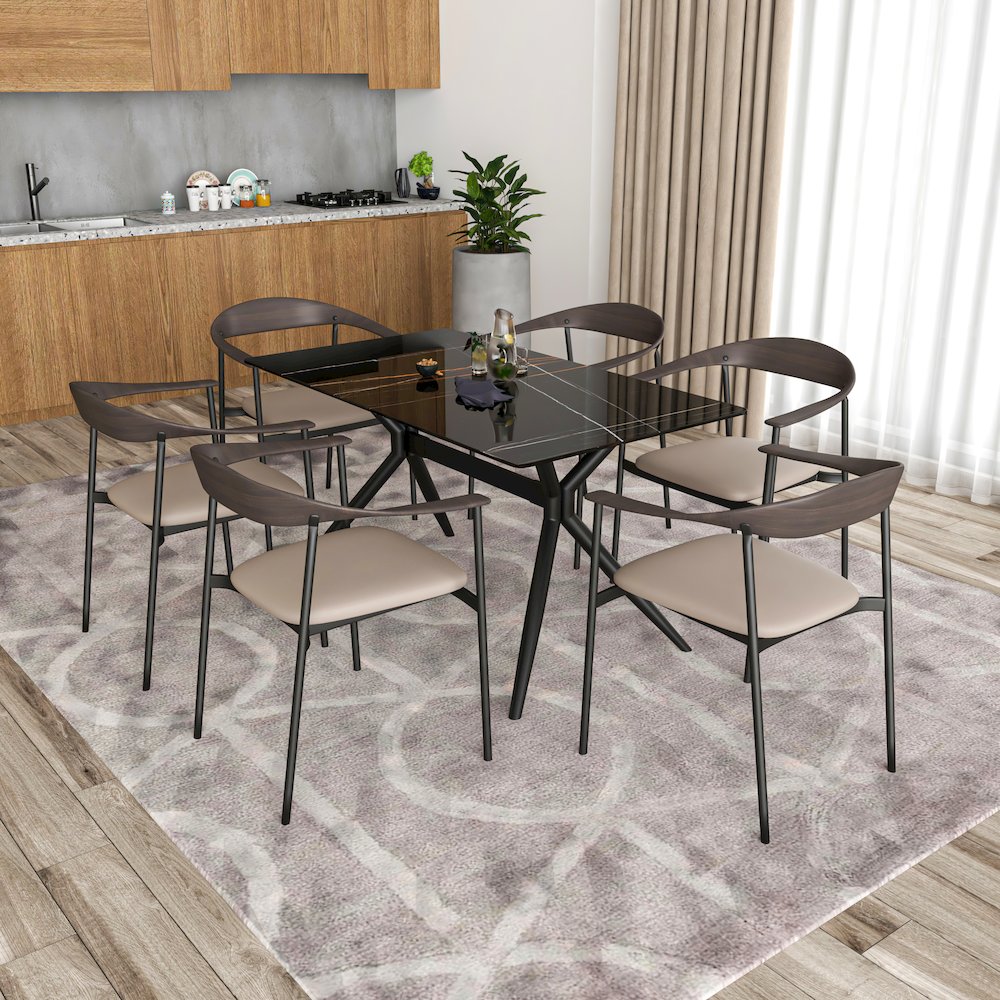 Kora Collection Modern Dining Chair in Taupe. Picture 4