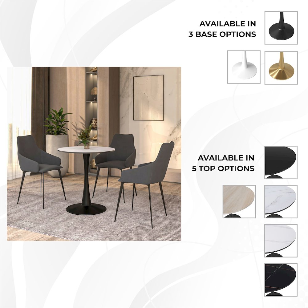Bristol 24" round dining table Black base with marbled MDF top. Picture 14