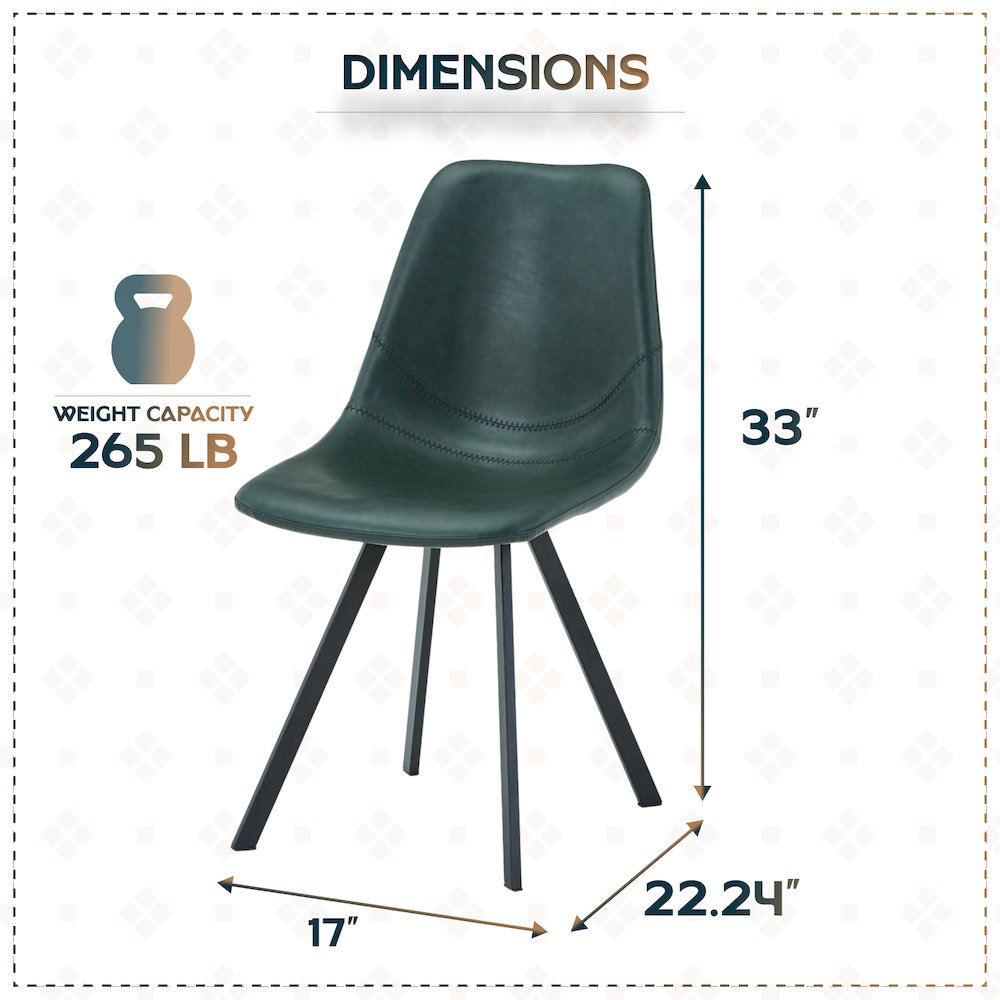 Markley Modern Leather Dining Chair With Metal Legs. Picture 6