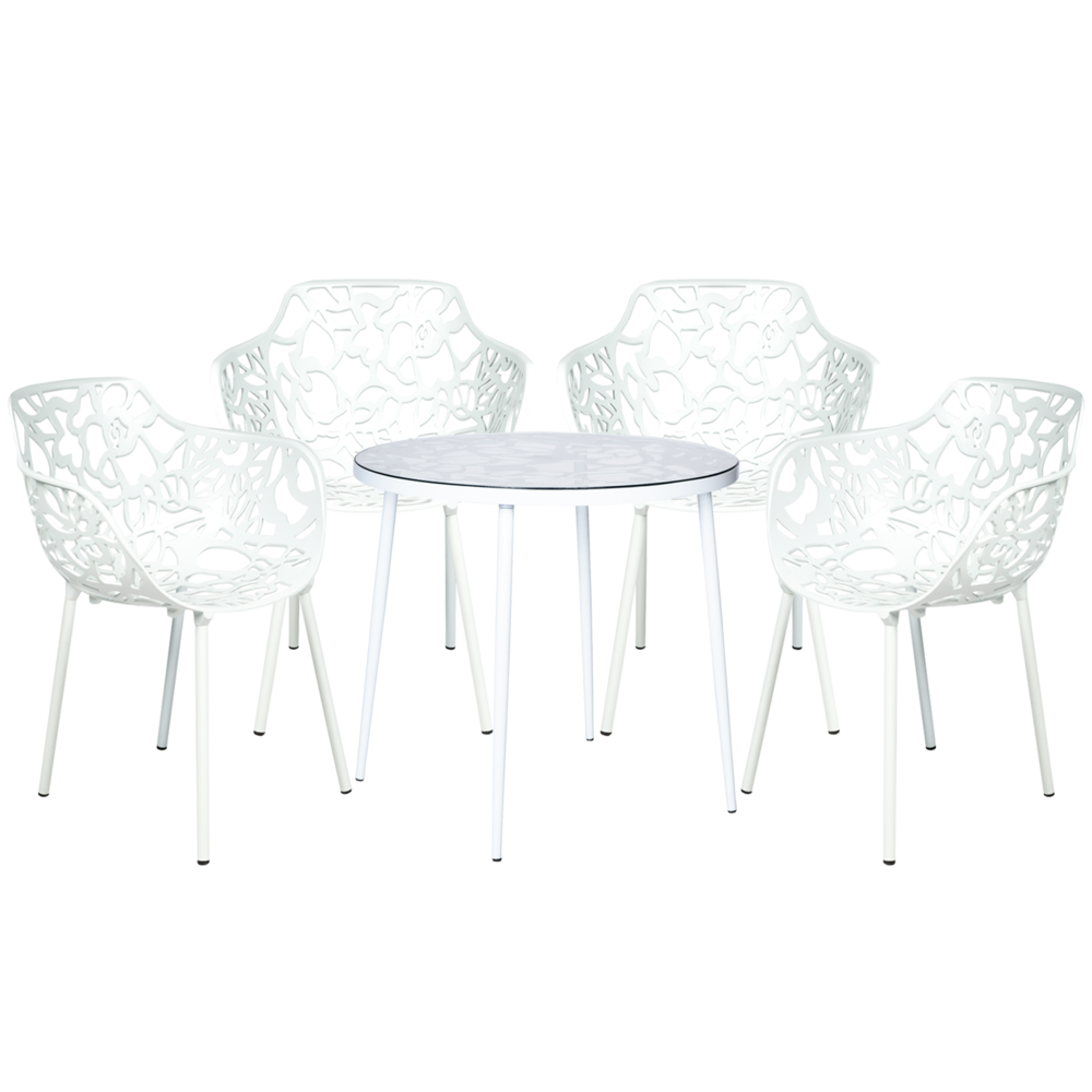5-Piece Aluminum Outdoor Patio Dining Set with Tempered Glass Top Table. Picture 1