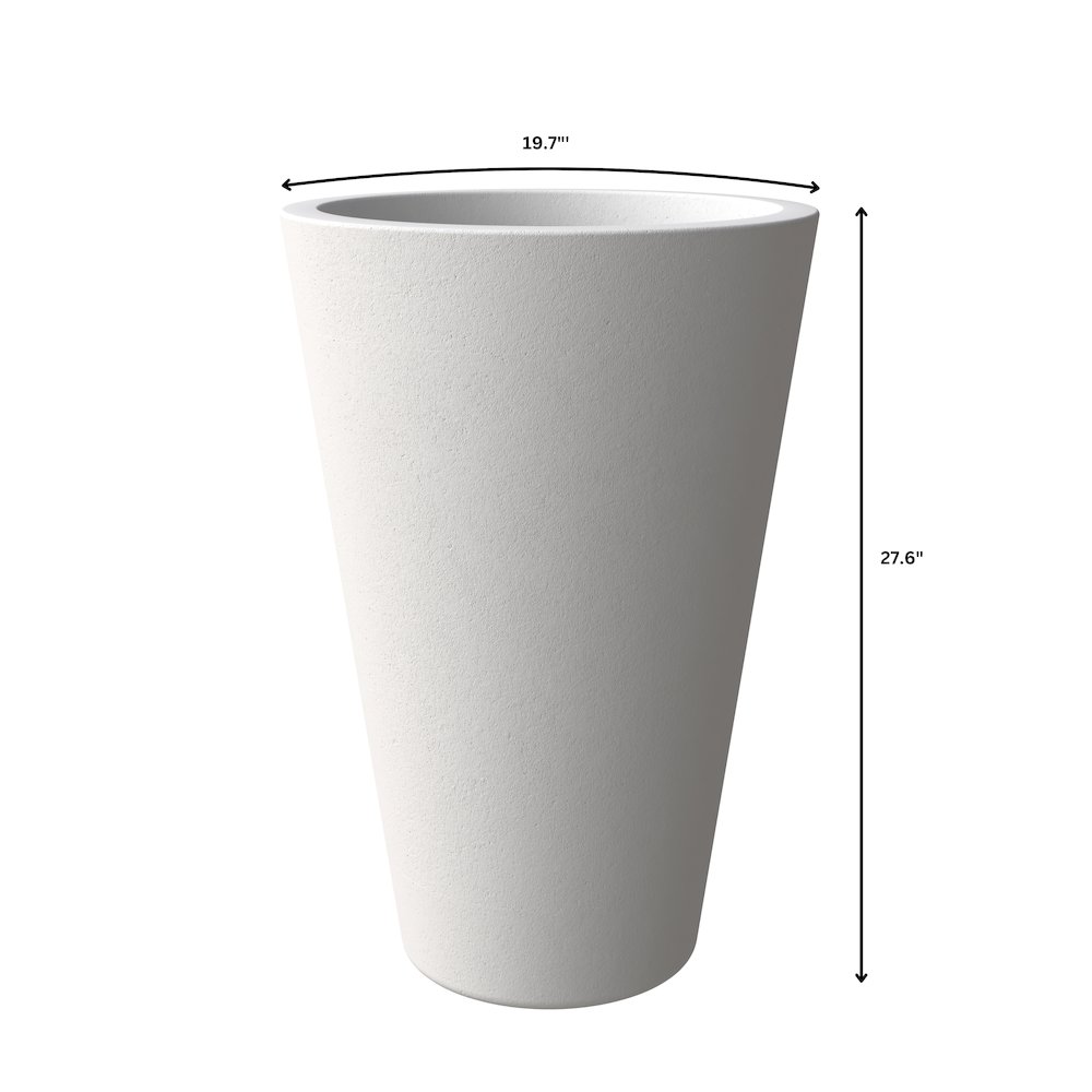 Pebble Series Poly Stone Planter 19.7." Dia 27.6" High in White. Picture 7