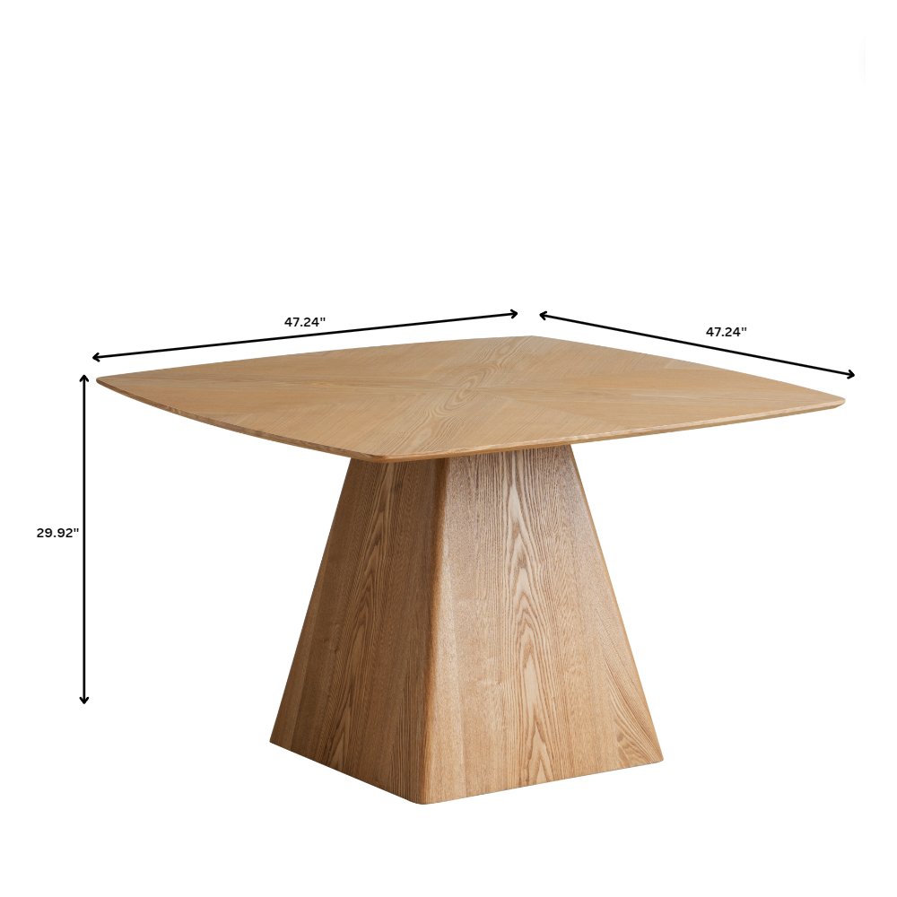 Zephry Collection Modern Dining Wooden Square Dining Table in Natural Wood. Picture 12