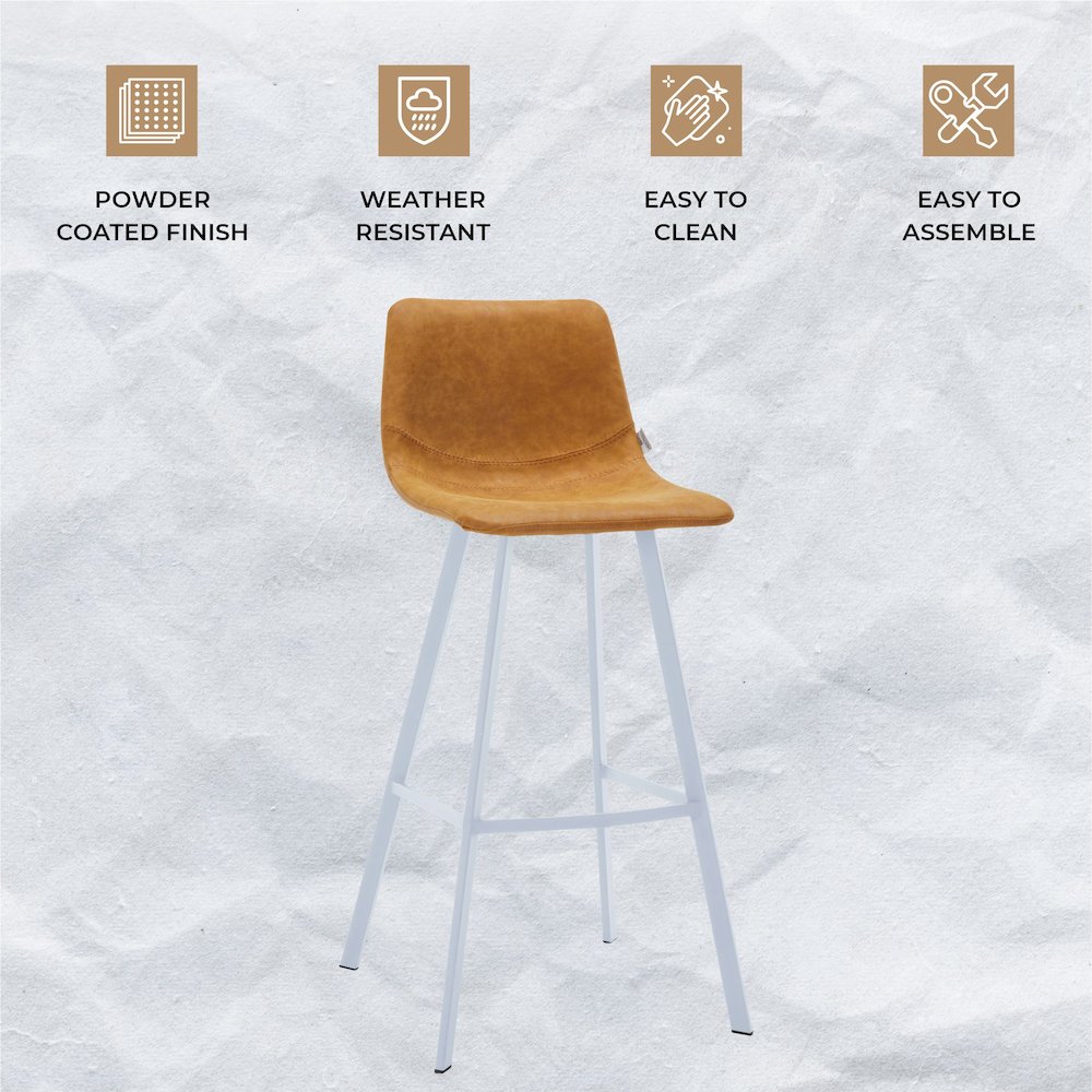 Elland - Bar stool - Light Brown - White Base Set of 2. Picture 3