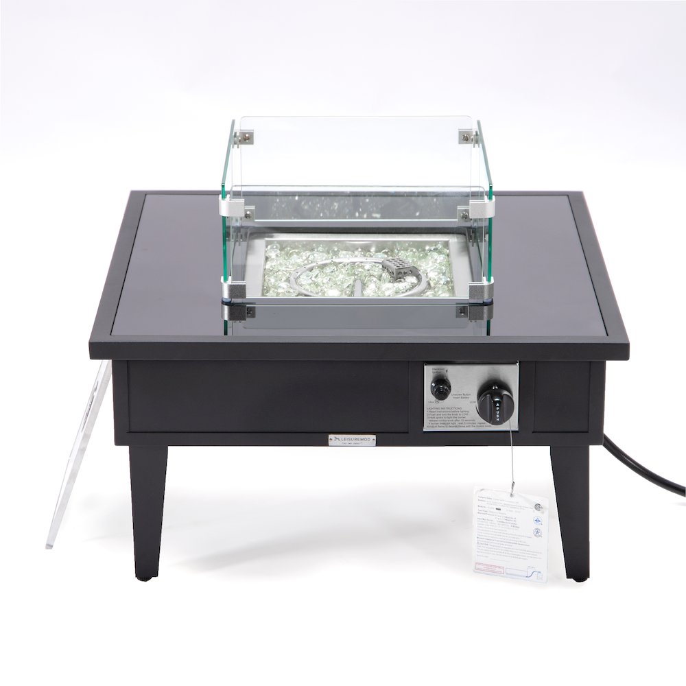 Walbrooke Outdoor Patio Aluminum Square Fire Pit Side Table. Picture 2