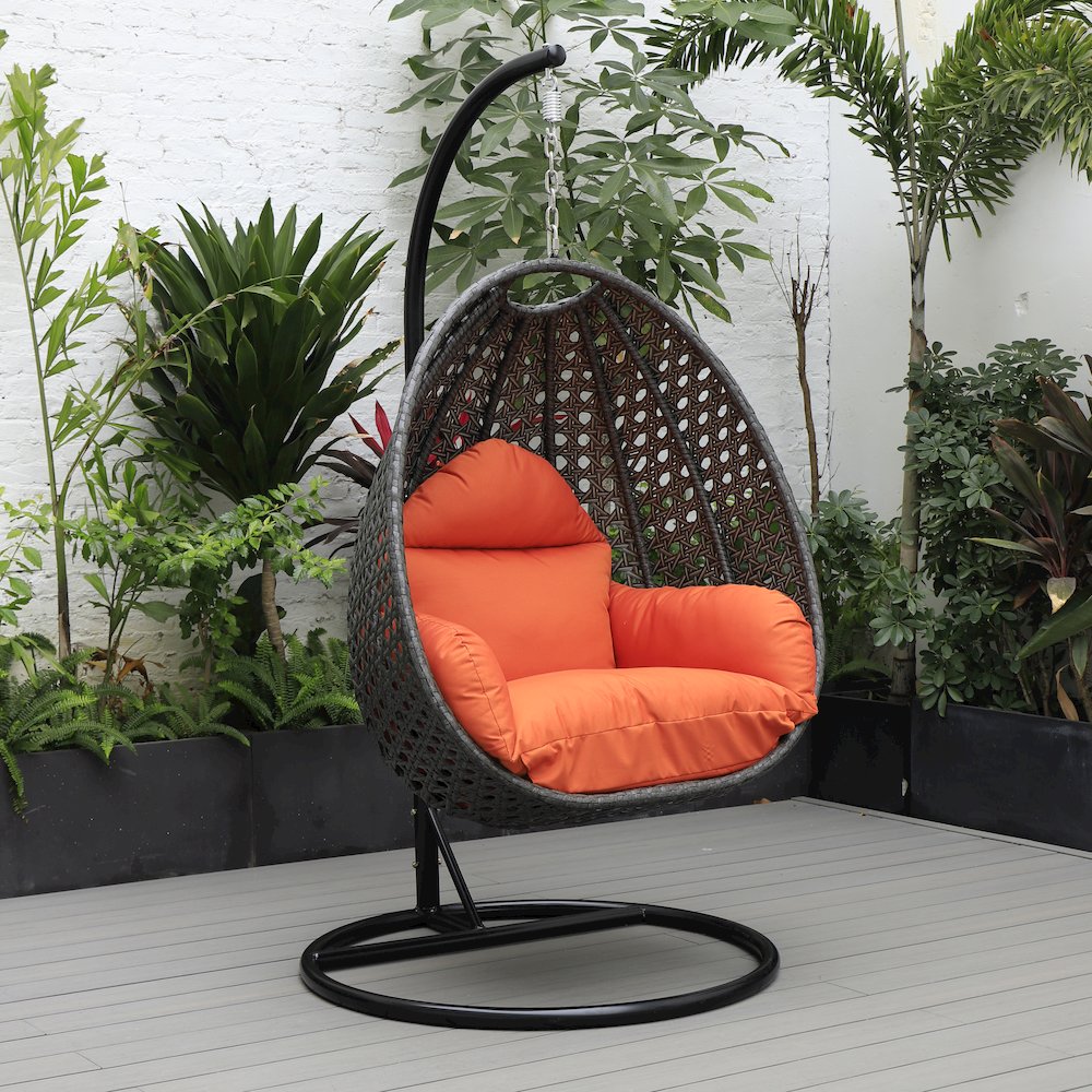 Charcoal Wicker Hanging Egg Swing Chair. Picture 2