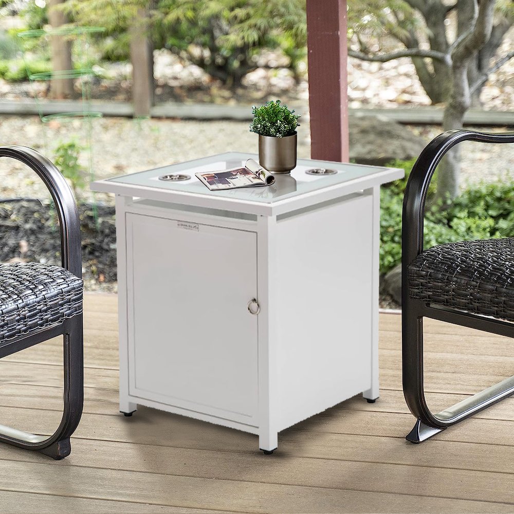 Walbrooke White Patio Square Tank Holder in White. Picture 4