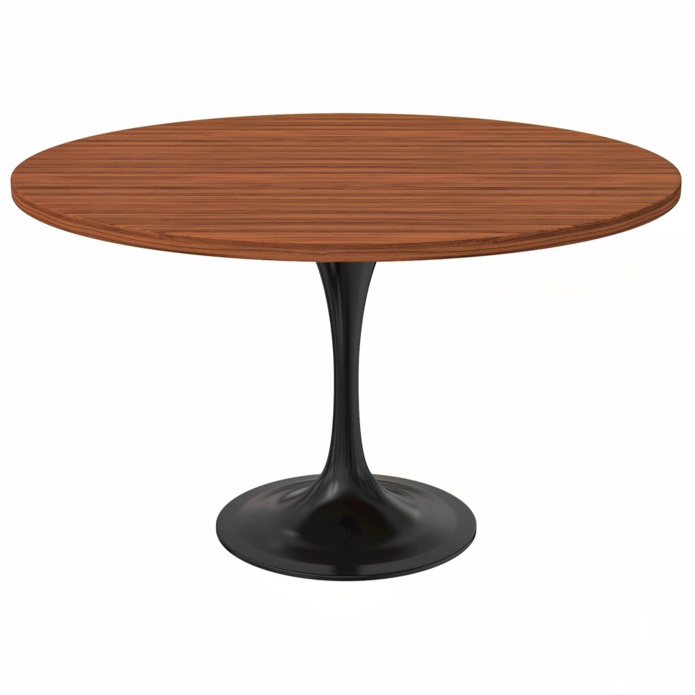 Verve Collection 48 Round Dining Table, Black Base with Cognac Brown MDF Top. Picture 4