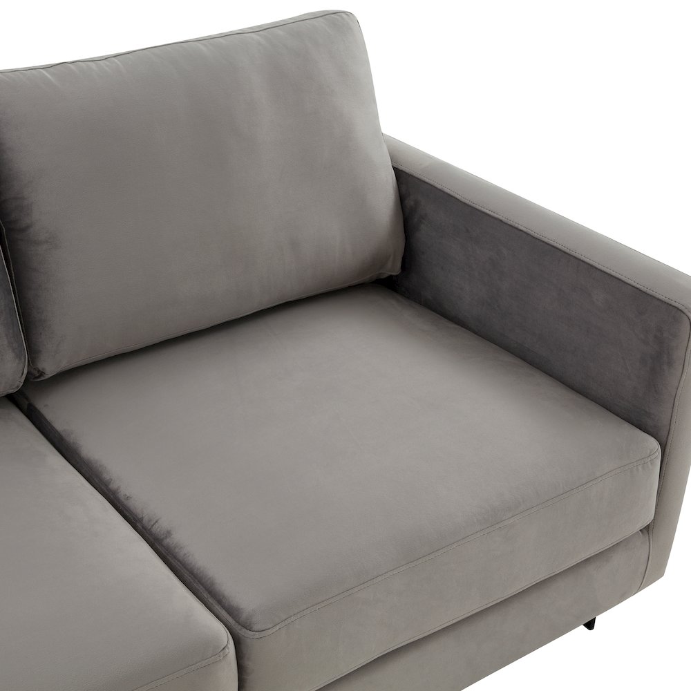 Lincoln Light Grey Velvet Sofa With Black Frame. Picture 3