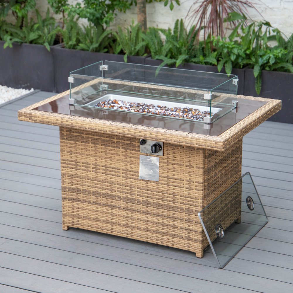 Mace Wicker Patio Modern Propane Fire Pit Table. Picture 5