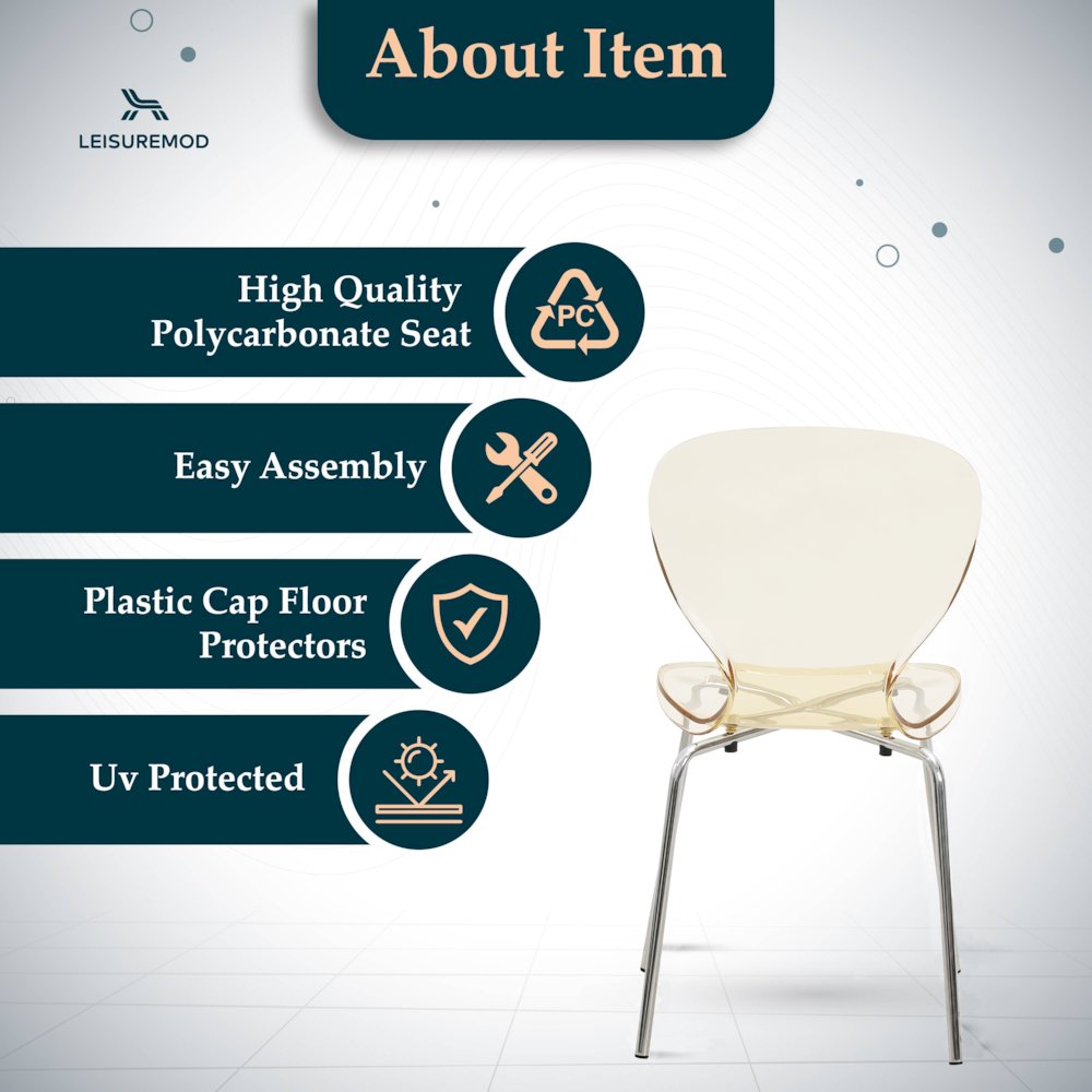 Modern Oyster Transparent Side Chair Set of 2. Picture 18