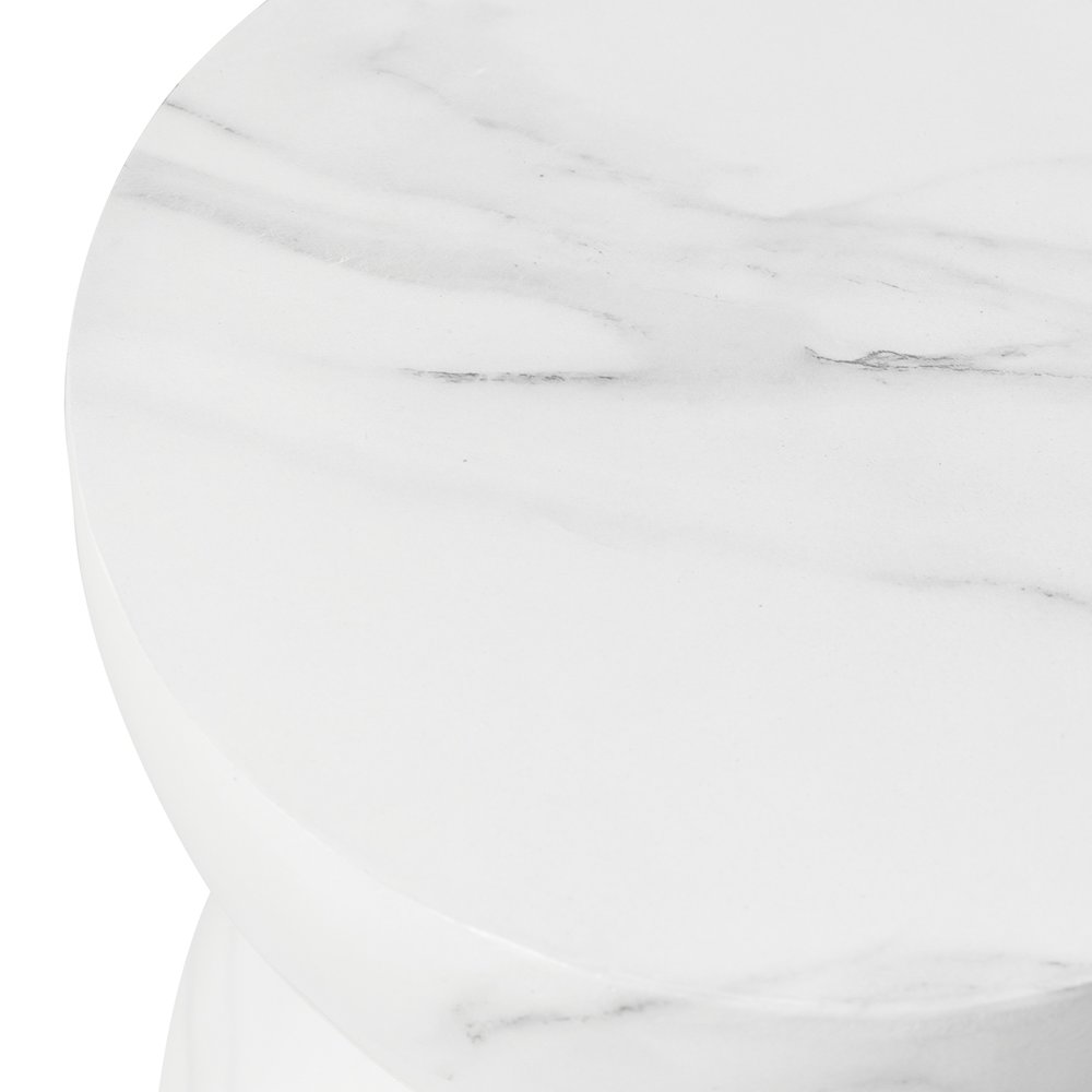 Sage Collection Fiberglass Outdoor Side Table in Marbled White. Picture 10