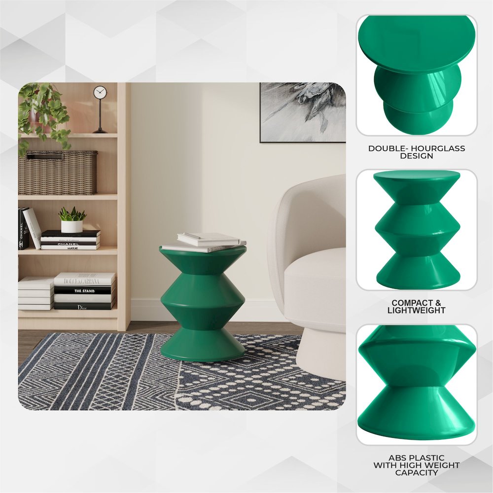 Aura Modern Plastic Side End Table, Indoor/Outdoor Use, Green. Picture 4