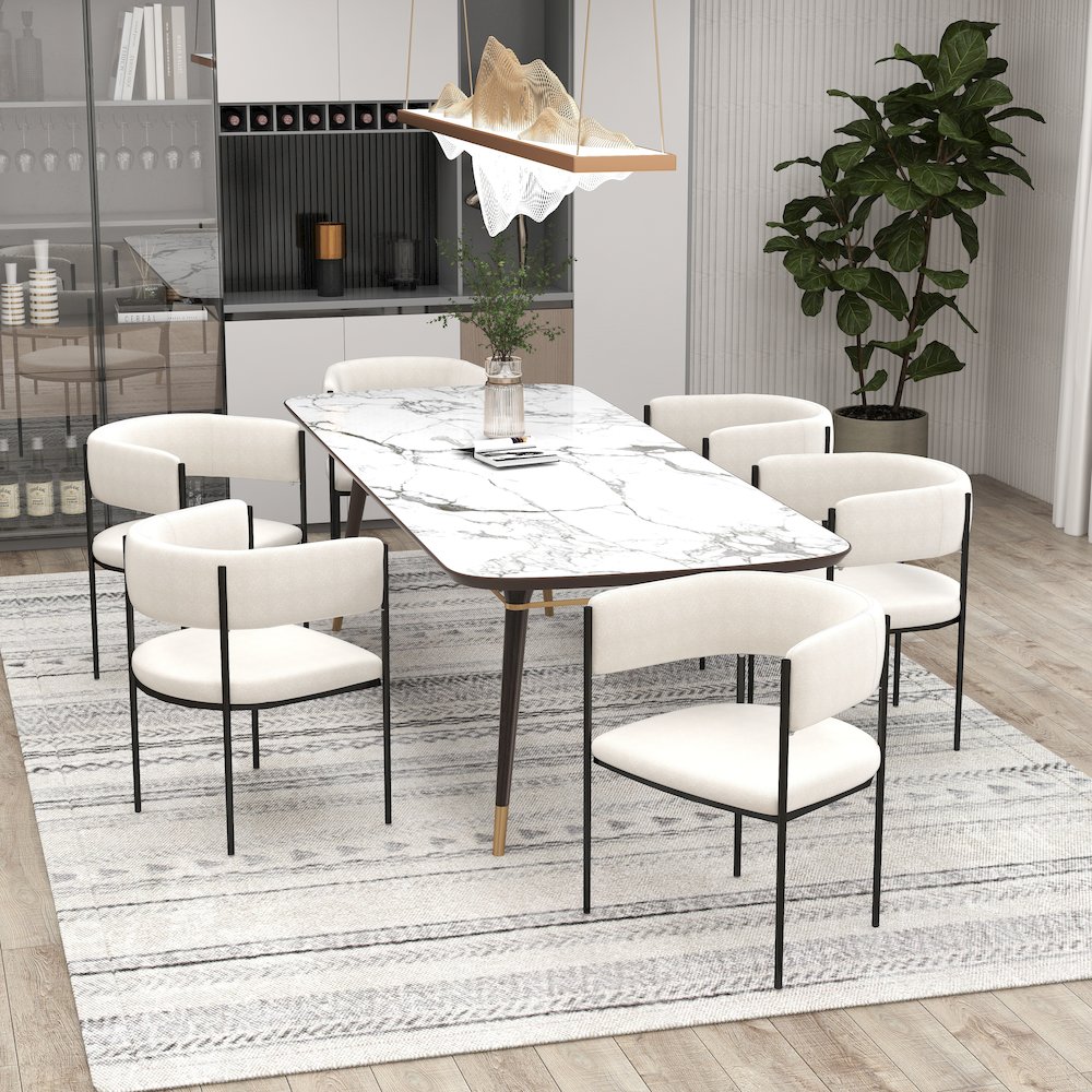 Cyril Collection Modern Chair in White Faux Fur Set of 2. Picture 13