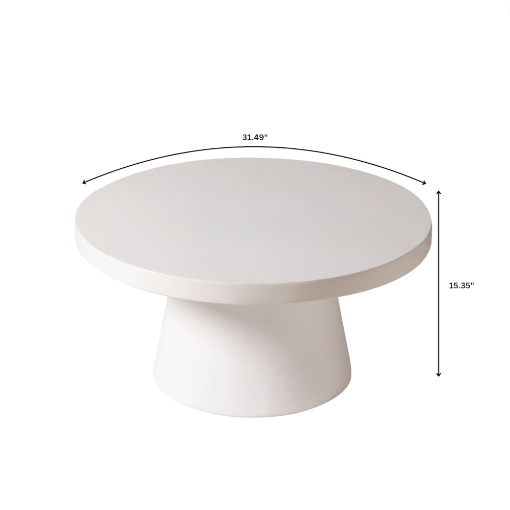Dune Collection Fiberglass Outdoor Coffee Table In White. Picture 27