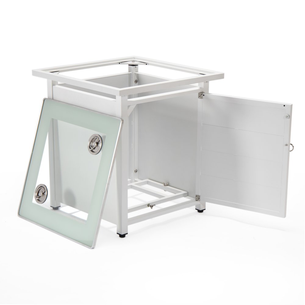 Walbrooke White Patio Square Tank Holder with Slats Design in White. Picture 3