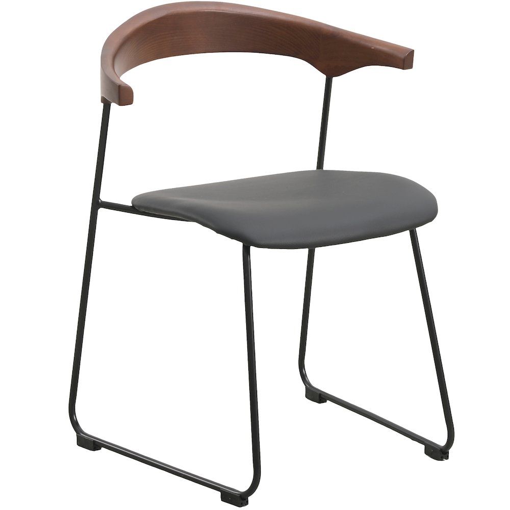 Lyra Collection Modern Chair in Black Walnut Color back and Black Seat. Picture 8