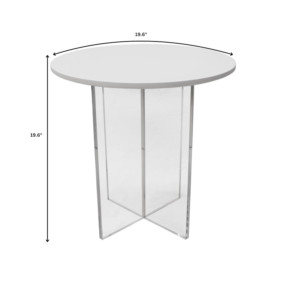 Valore Collection 20" Acrylic Side Table With White Top. Picture 5