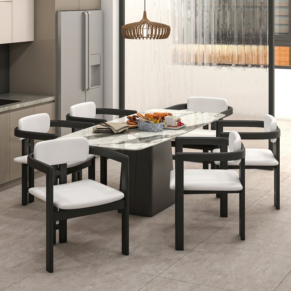 Velo Series Modern Dining Cha...Black Wood with Off White Seat Set of 4. Picture 11