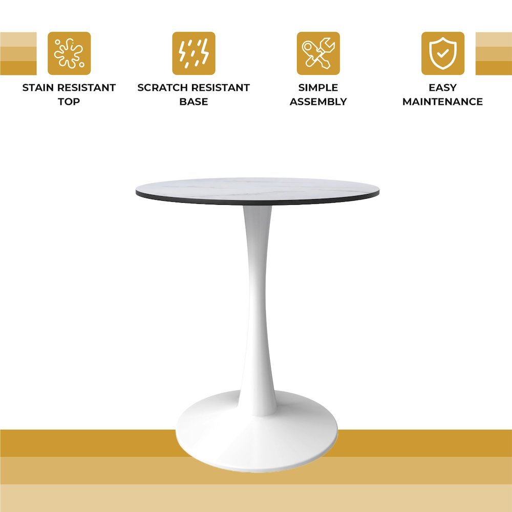 Leisyremod Bristol 27" Round Dining Table White base with White top. Picture 14