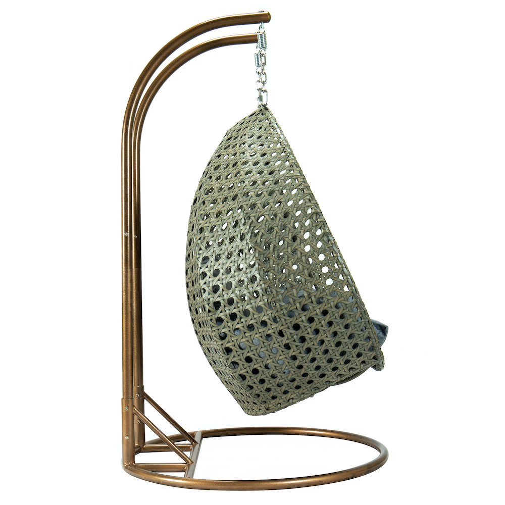 Beige Wicker Hanging 2 person Egg Swing Chair. Picture 6