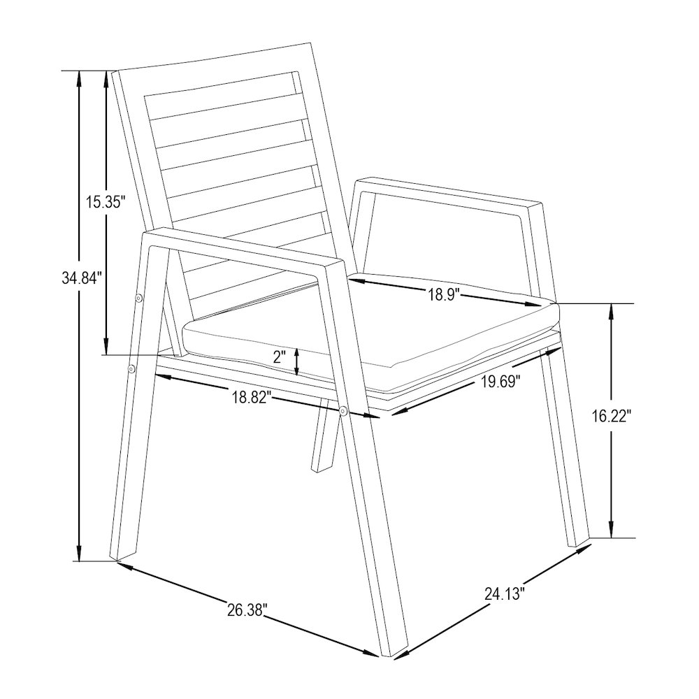 Chelsea Modern Patio Dining Armchair Set of 2. Picture 16