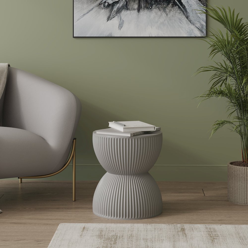 Modern Side End Table Spire Series In Grey. Picture 4