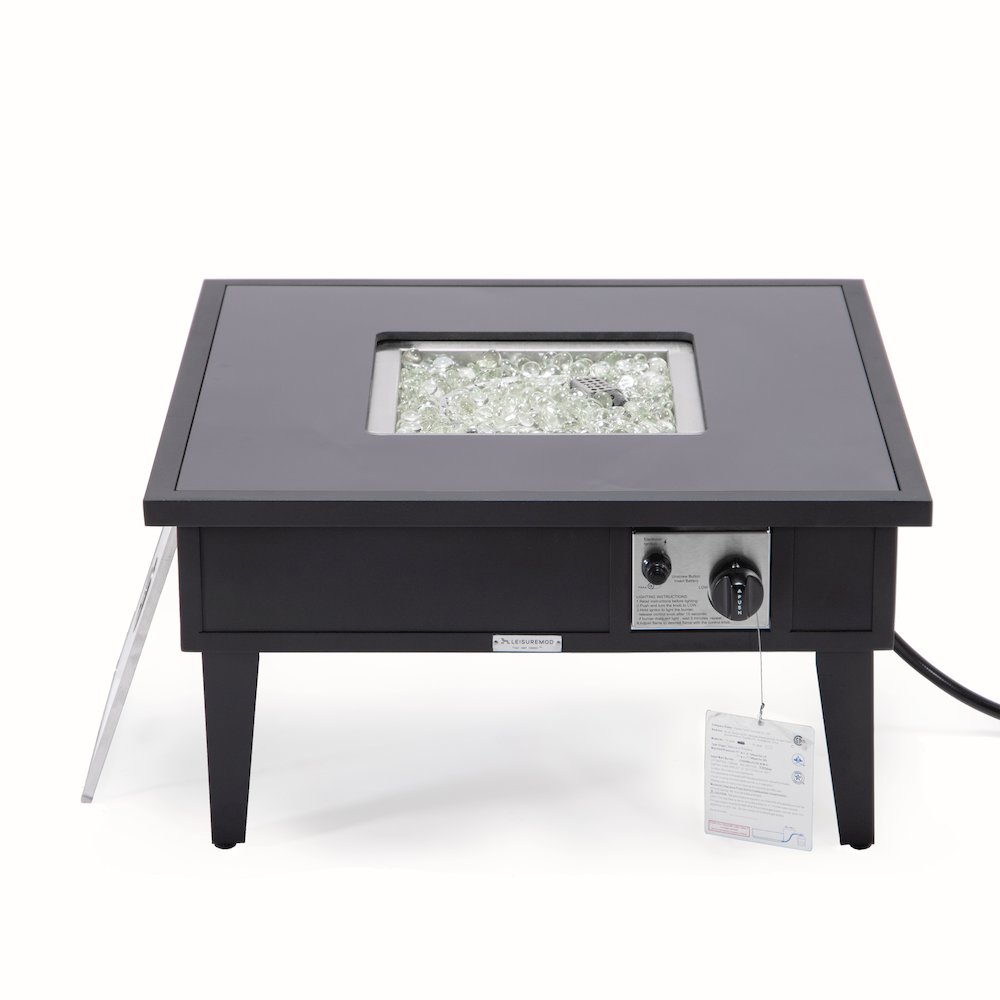 Walbrooke Outdoor Patio Aluminum Square Fire Pit Side Table. Picture 6