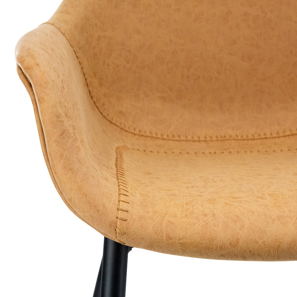 Markley Modern Leather Dining Arm Chair With Metal Legs Set of 2. Picture 11