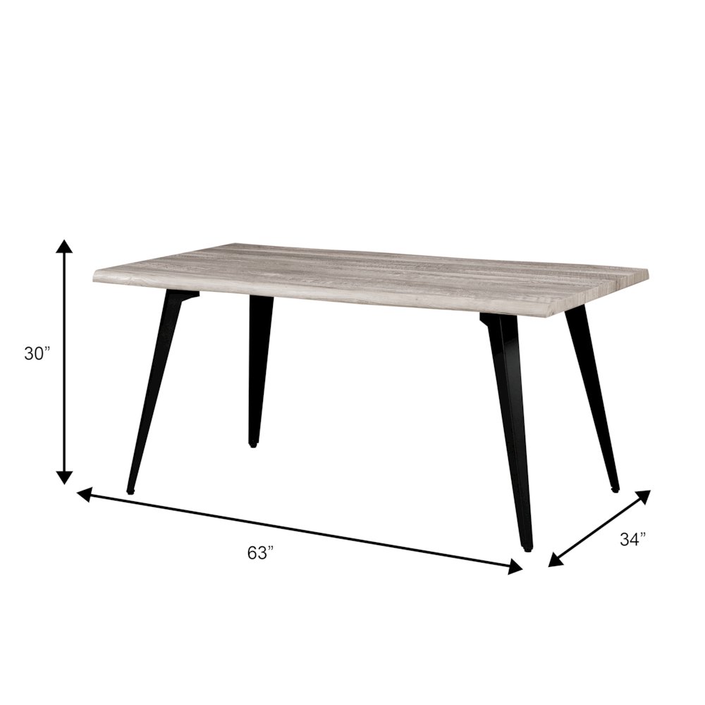 Ravenna Modern Rectangular Wood 63" Dining Table With Metal Legs. Picture 9