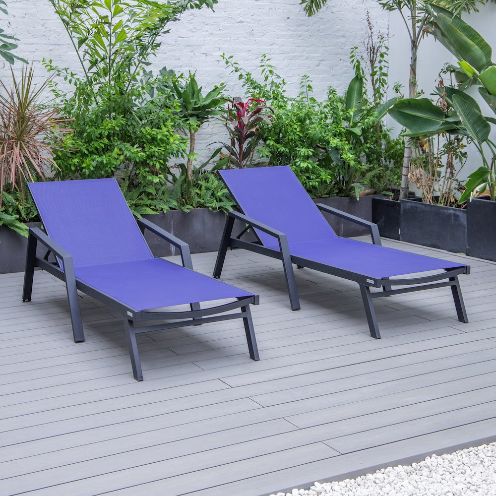 Marlin Patio Chaise Lounge Chair in Navy Blue. Picture 3