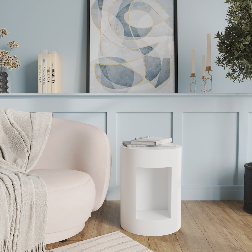 Modern Side End Table Nook Series In White. Picture 3