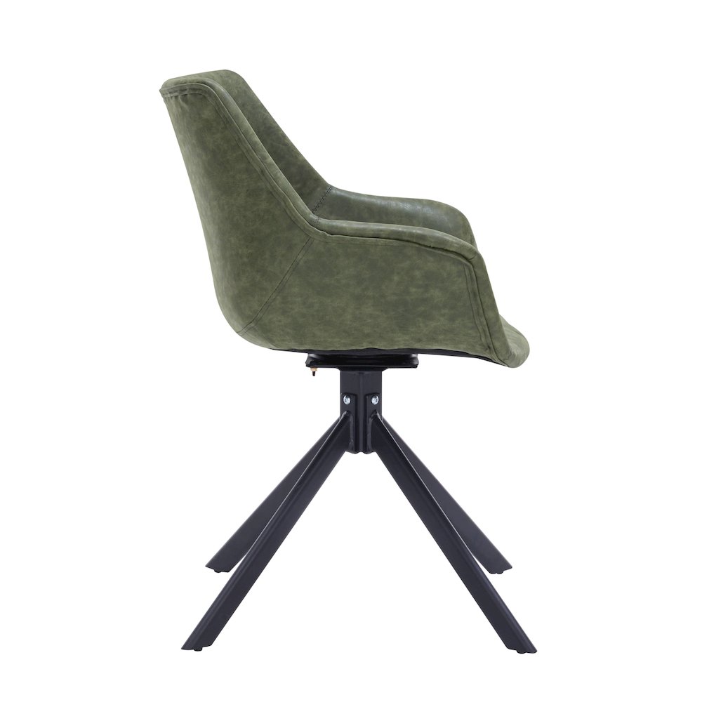 Markley Modern Leather Dining Swival Arm Chair in Green. Picture 9